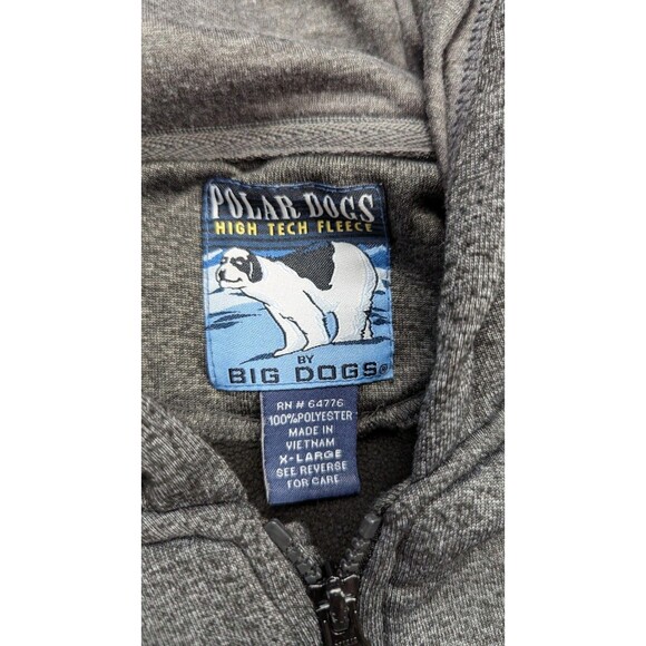 VTG Big Dogs Sweatshirt Hoodie Mens XL Full Zip High Tech Polar Gear Fleece Gray - Picture 3 of 8